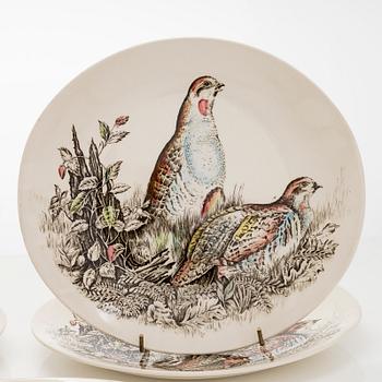 Tallrikar, 9 st "Birds"  flintgods, Johnson bros, England 1900-talets första hälft/mitt.