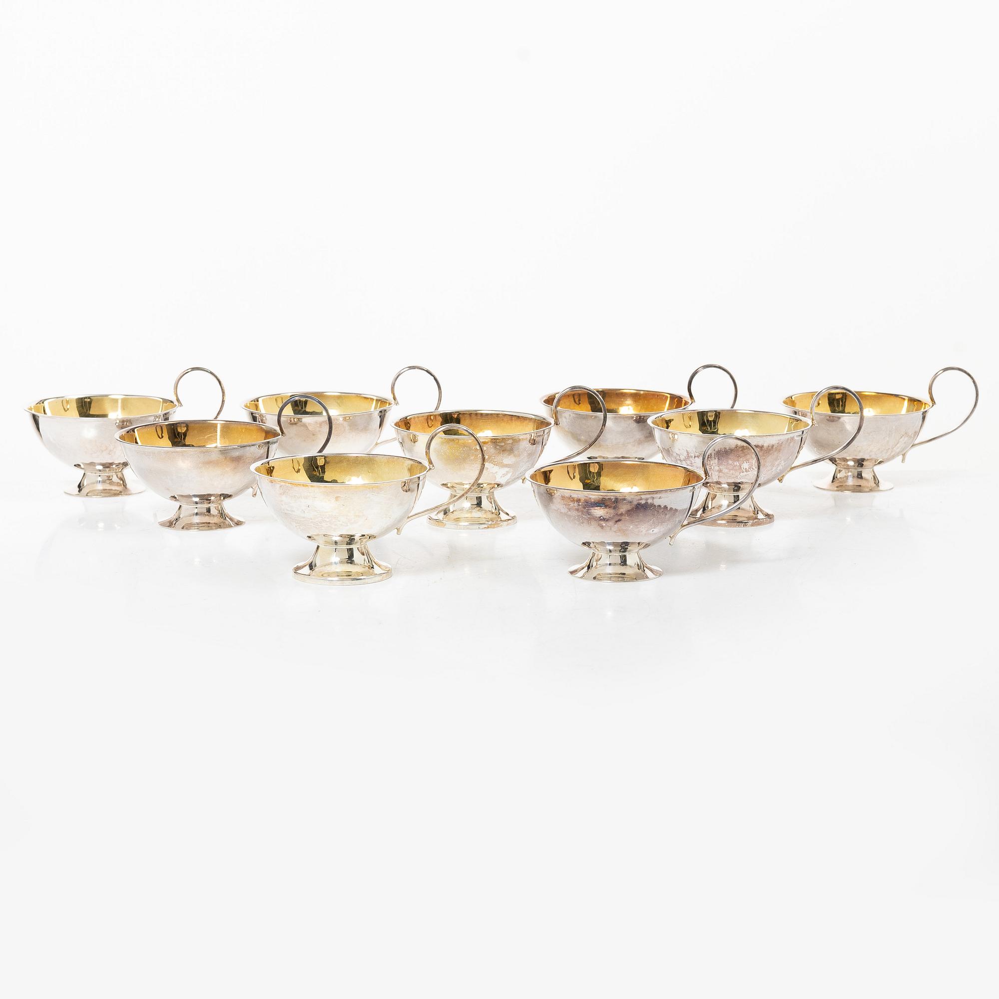 Nine silver punsch cups, Gothenburg and Luleå, Sweden, 1978-1990.
