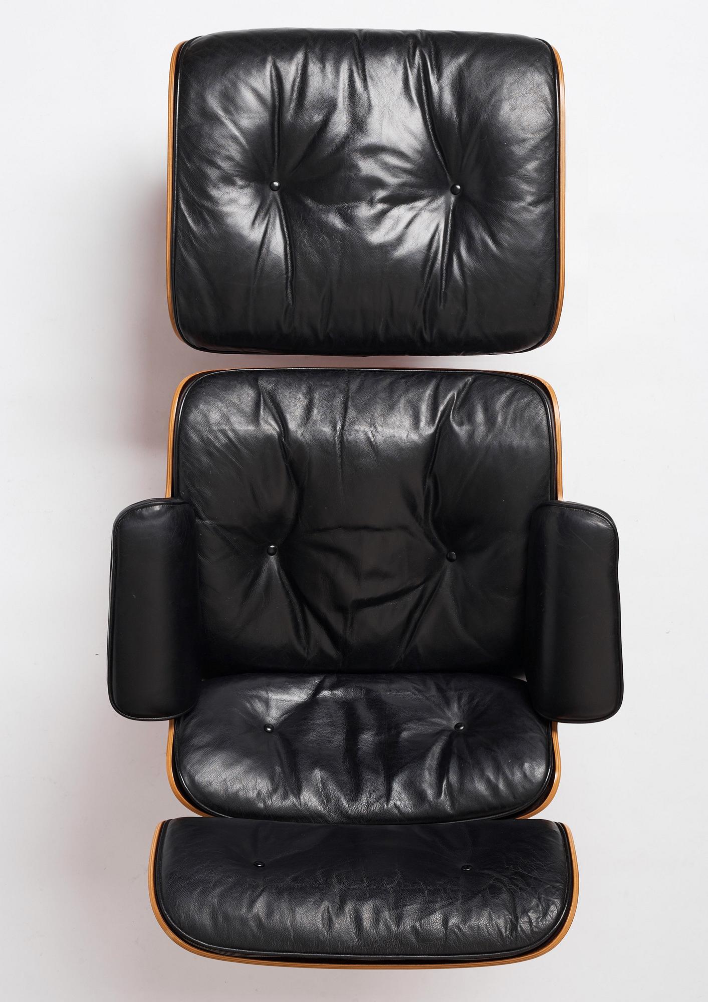 Charles & Ray Eames, a 'Lounge chair' and ottoman, Herman Miller, 1960-1970s.