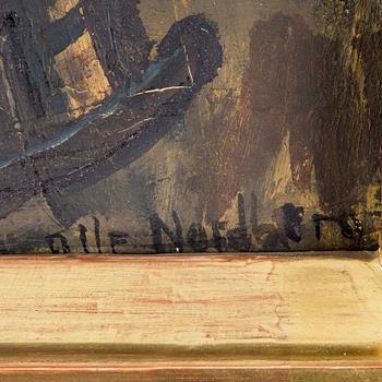 OLLE NORDBERG, olja på pannå, signerad.