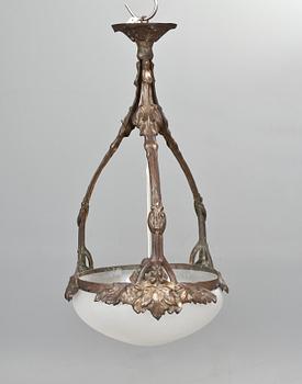 TAKLAMPA, Böhlmark, jugend, 1900-talets början. Höjd 78 cm.