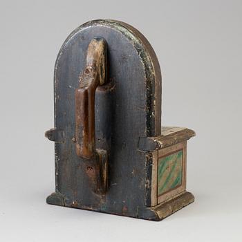 A WOODEN COLLECT BOX, probably 17th century.