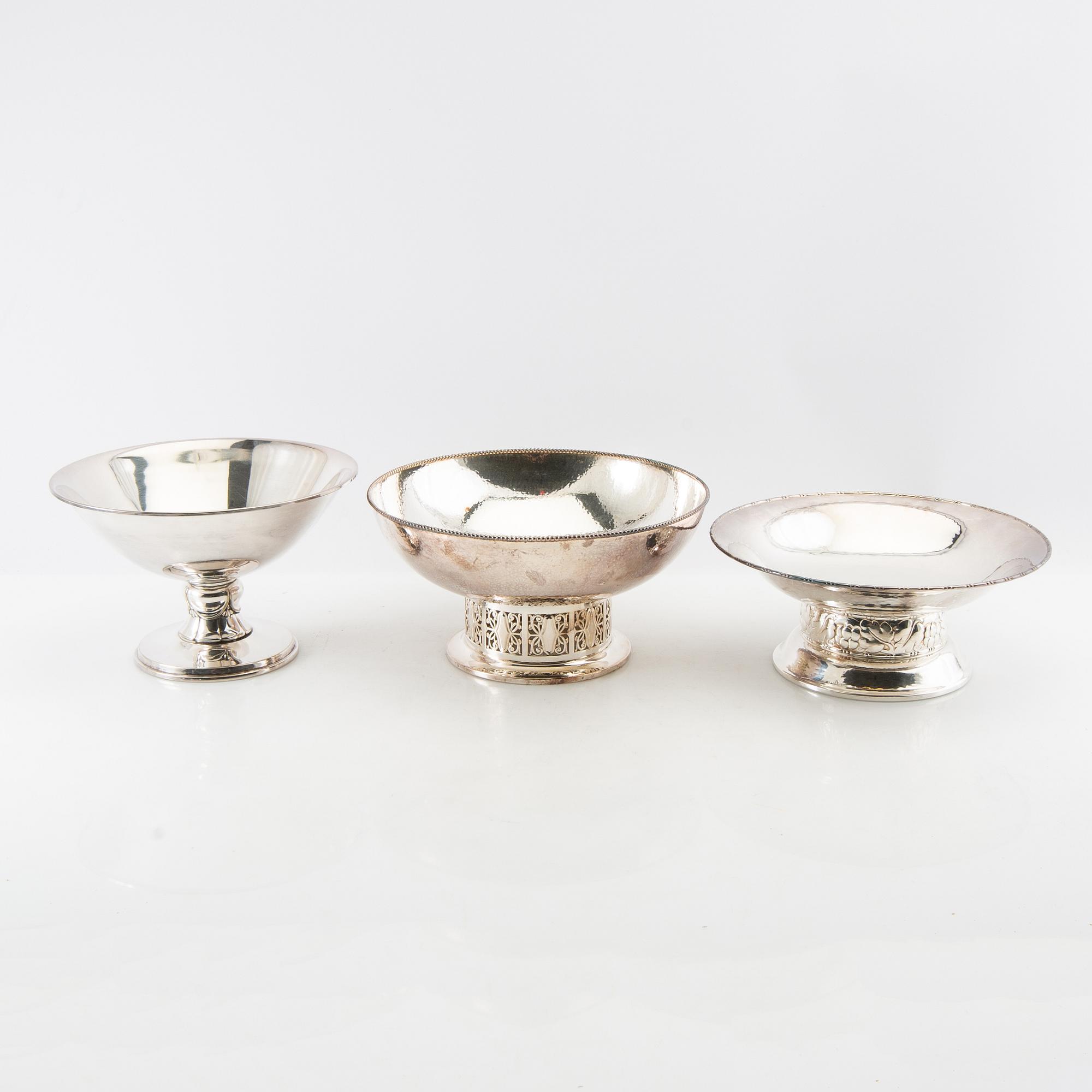 Bowls 3 pcs of silver plate, including GAB, first half of the 20th century.