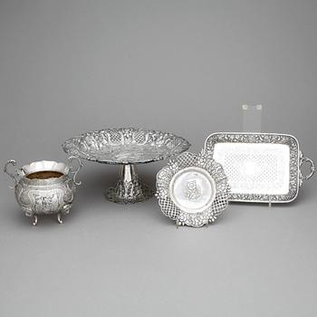 PARTI SILVER, 4 delar, troligen orientaliskt, 1900-tal. Vikt ca 906g.