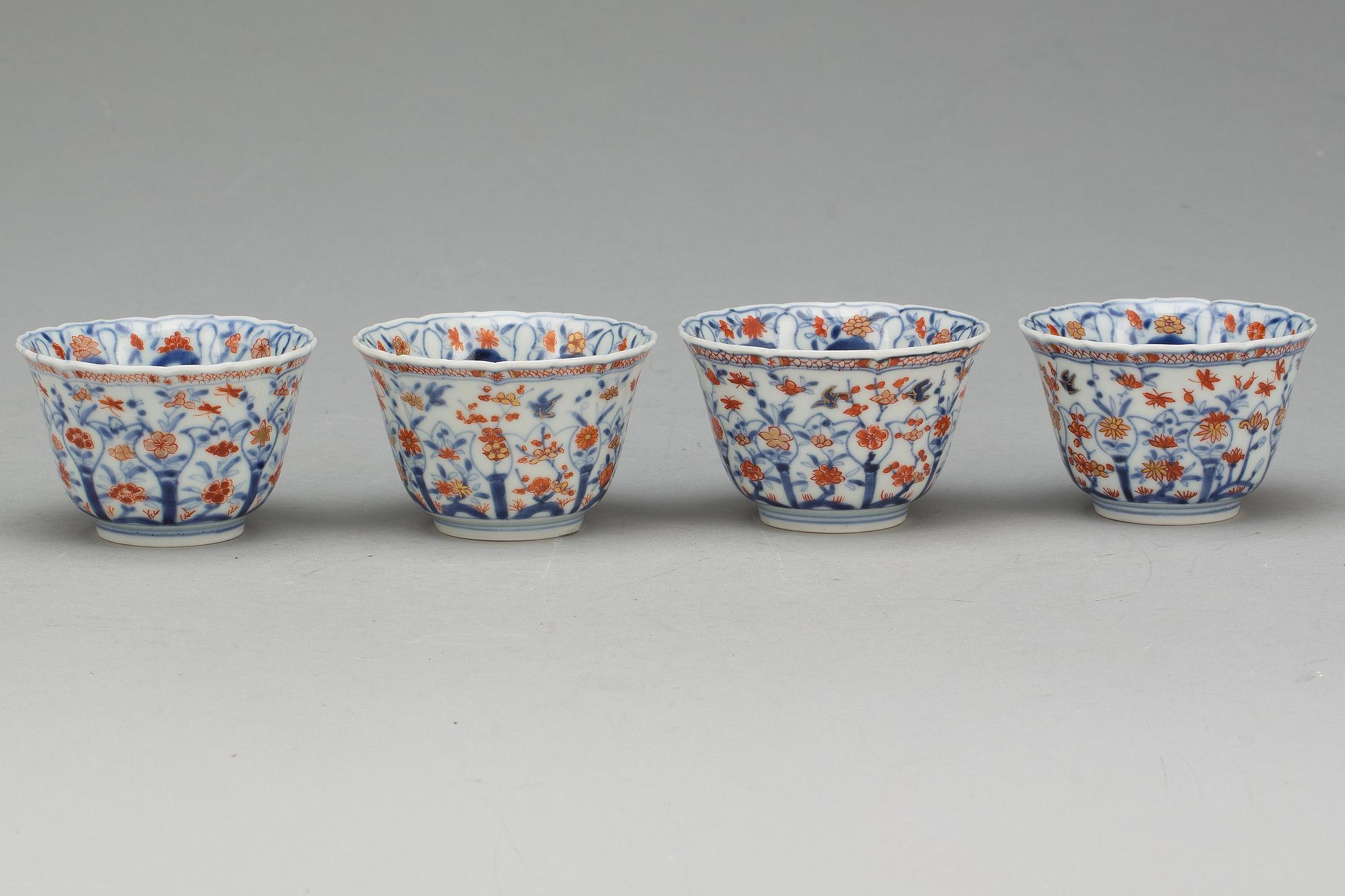 VINKOPPAR, 4 st, porslin, kinesisk Imari-stil.