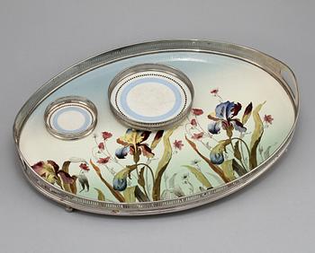BRICKA samt COASTERS, 2 st, delvis Villeroy & Boch, 1900-talets mitt.