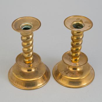 Six baroque style brass candleholders by Gottfrid Carlsson, Eskilstuna, Sweden, secodn half of the 20th century.