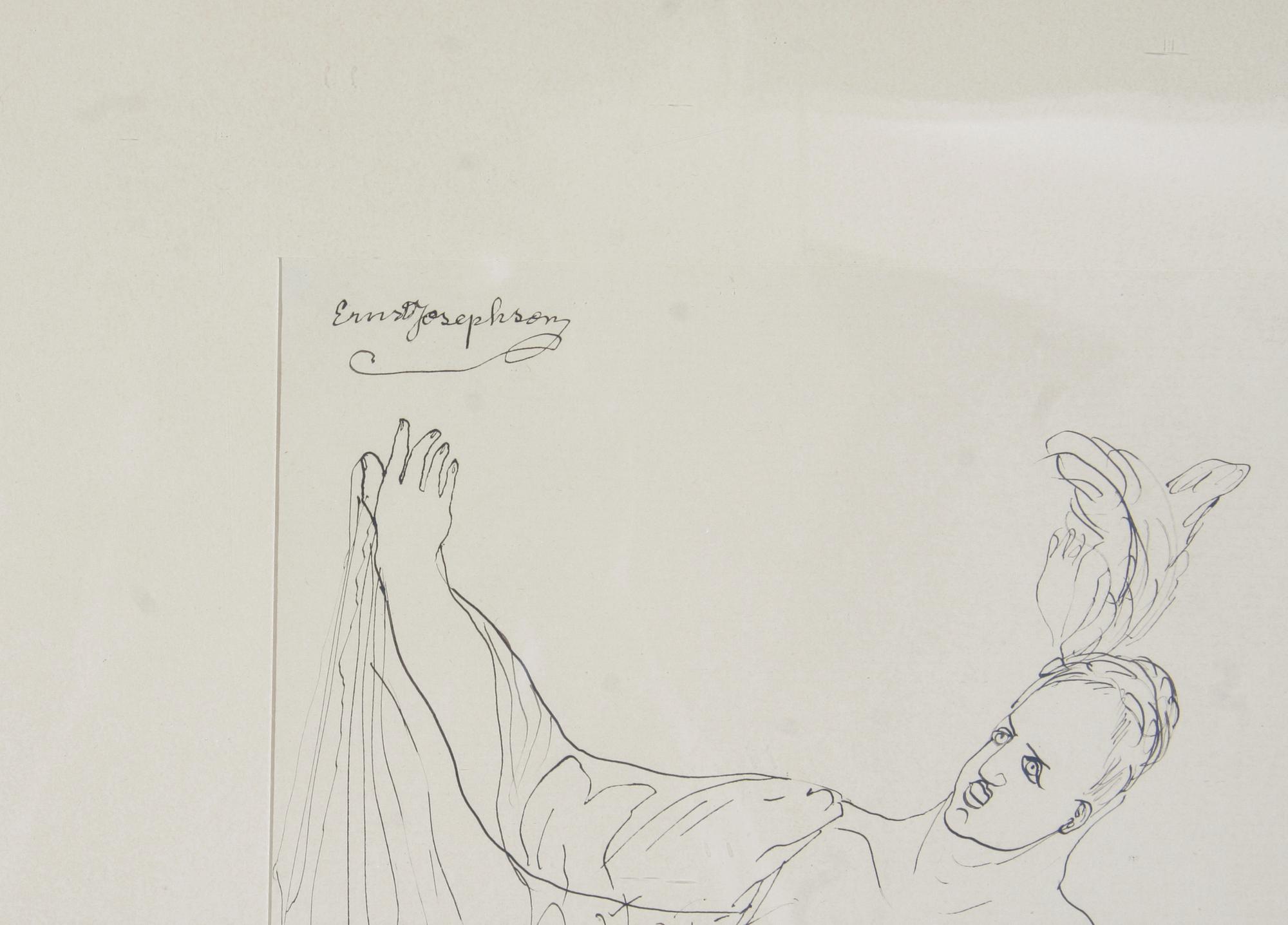 JOSEPHSON, ERNST. Tuschteckning, sign.