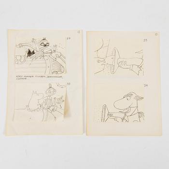 JAROMIR WESLEY, 49 pencil drawings "Mumintrollet: Hur gick det sen?", 1993. Not signed.