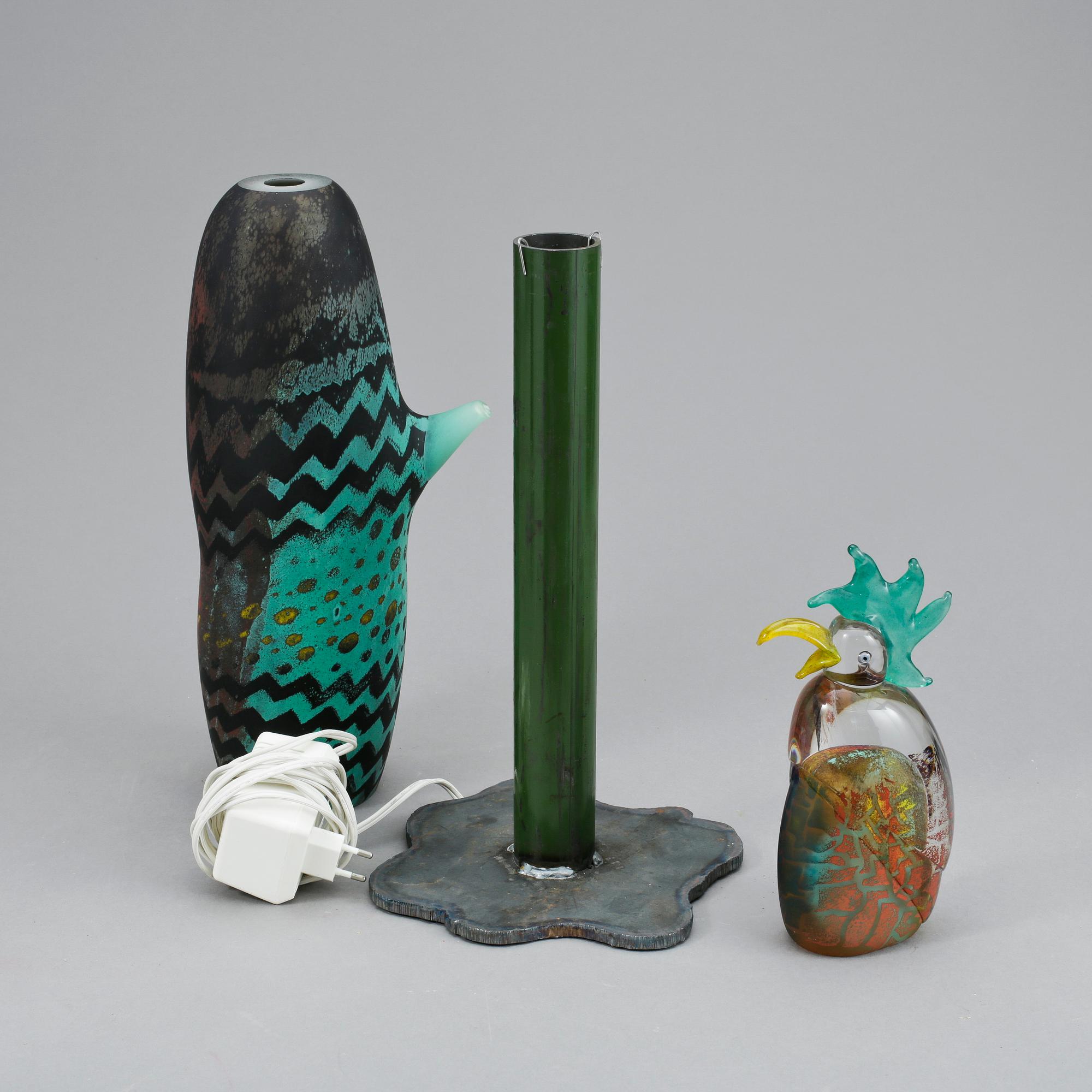 KJELL ENGMAN, skulptur, glas med belysning, Kosta Boda 1994.