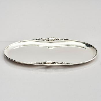 Georg Jensen, bricka, sterling silver, modell nr 2, Köpenhamn efter 1945.