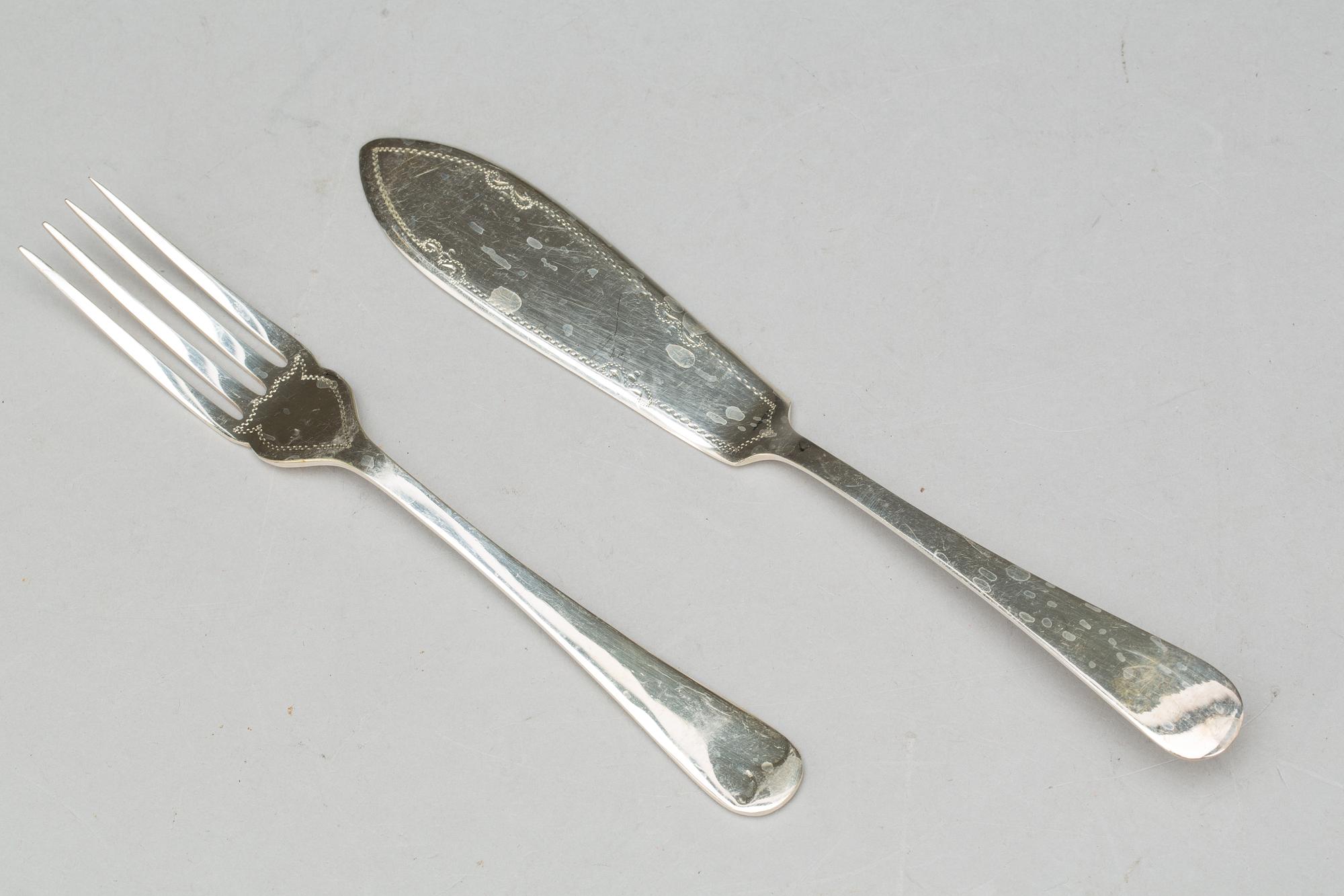 FISKBESTICK, 24 delar, nysilver.