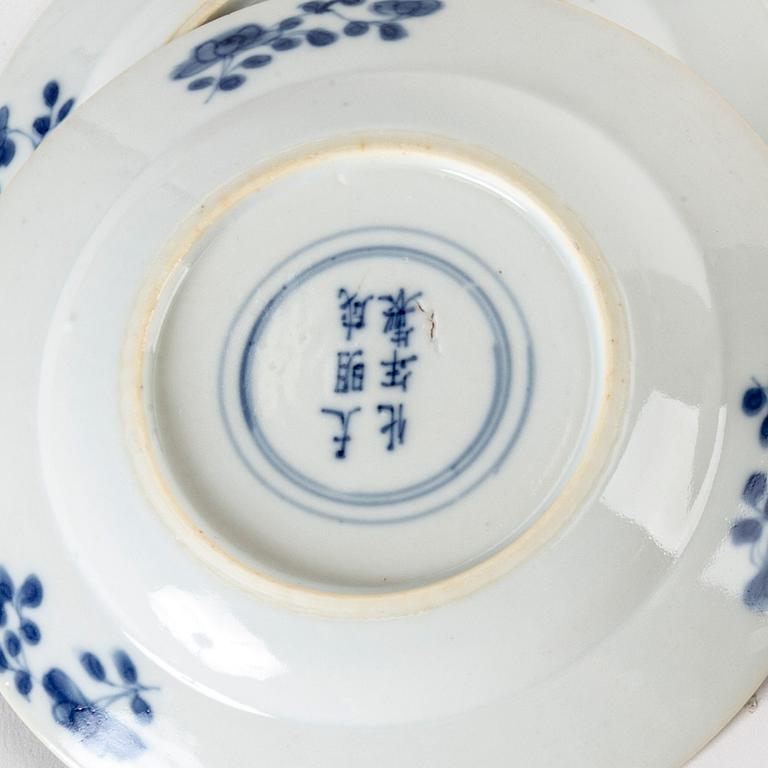 A set of six Chinese 19th century Cheng Hua mark porcelain plates.