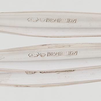 Tapio Wirkkala, cocktaillusikoita 6 kpl, sterlinghopeaa, "Tapio", Kultakeskus Hämeenlinna 1969.