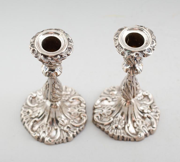 LJUSSTAKAR, 1 par, silver, 1800-talets mitt.