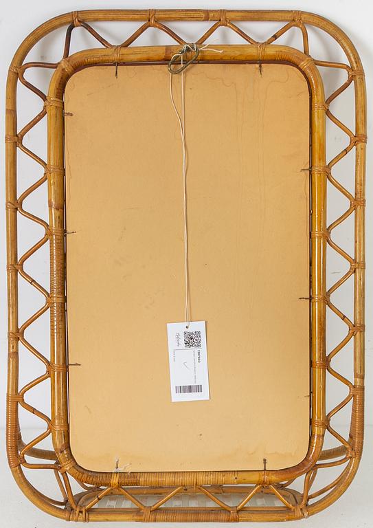 A bamboo and rattan Swedish Modern mirror, 1940's.