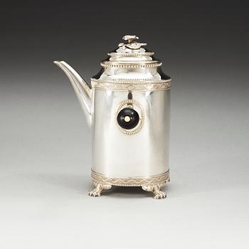 A Swedish 18th century silver coffe-pot, makers mark of Nils Tornberg, Linköping 1791.