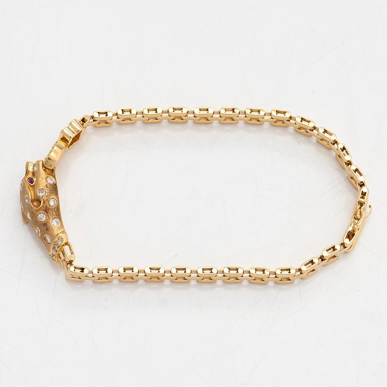An 18K gold bracelet, diamonds totalling approximately 0.75 ct. Foreign hallmarks.