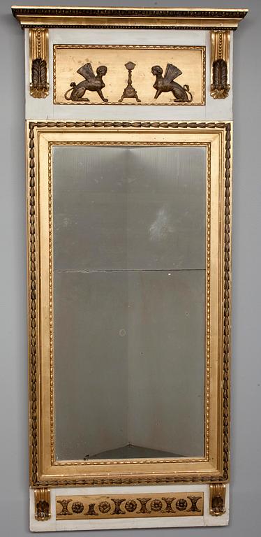 SPEGEL, förgylld samt bronserad, sengustaviansk stil, 1800-talets senare hälft.