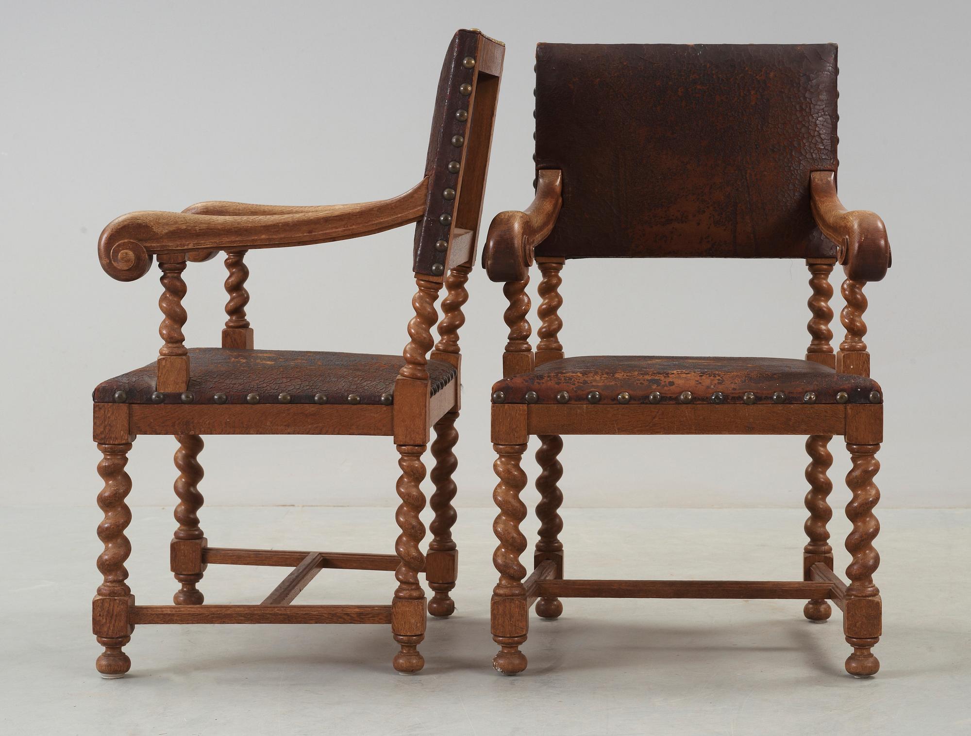 KARMSTOLAR, ett par, barockstil, 1900-talets början.