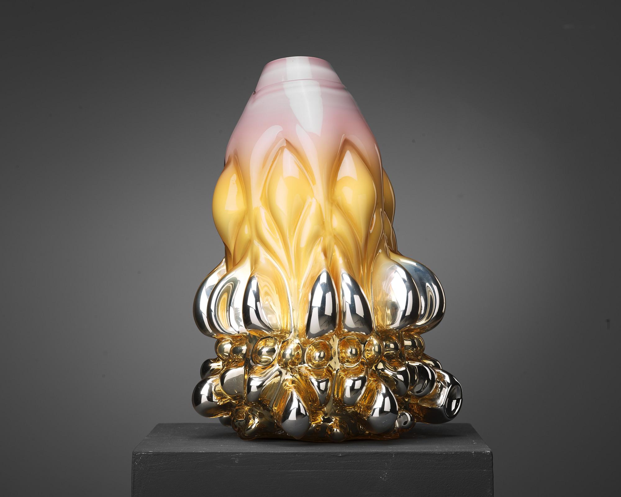Hanna Hansdotter, a "Stuck print" glass sculpture, The Glass Factory, Boda Glassworks, Sweden 2019.