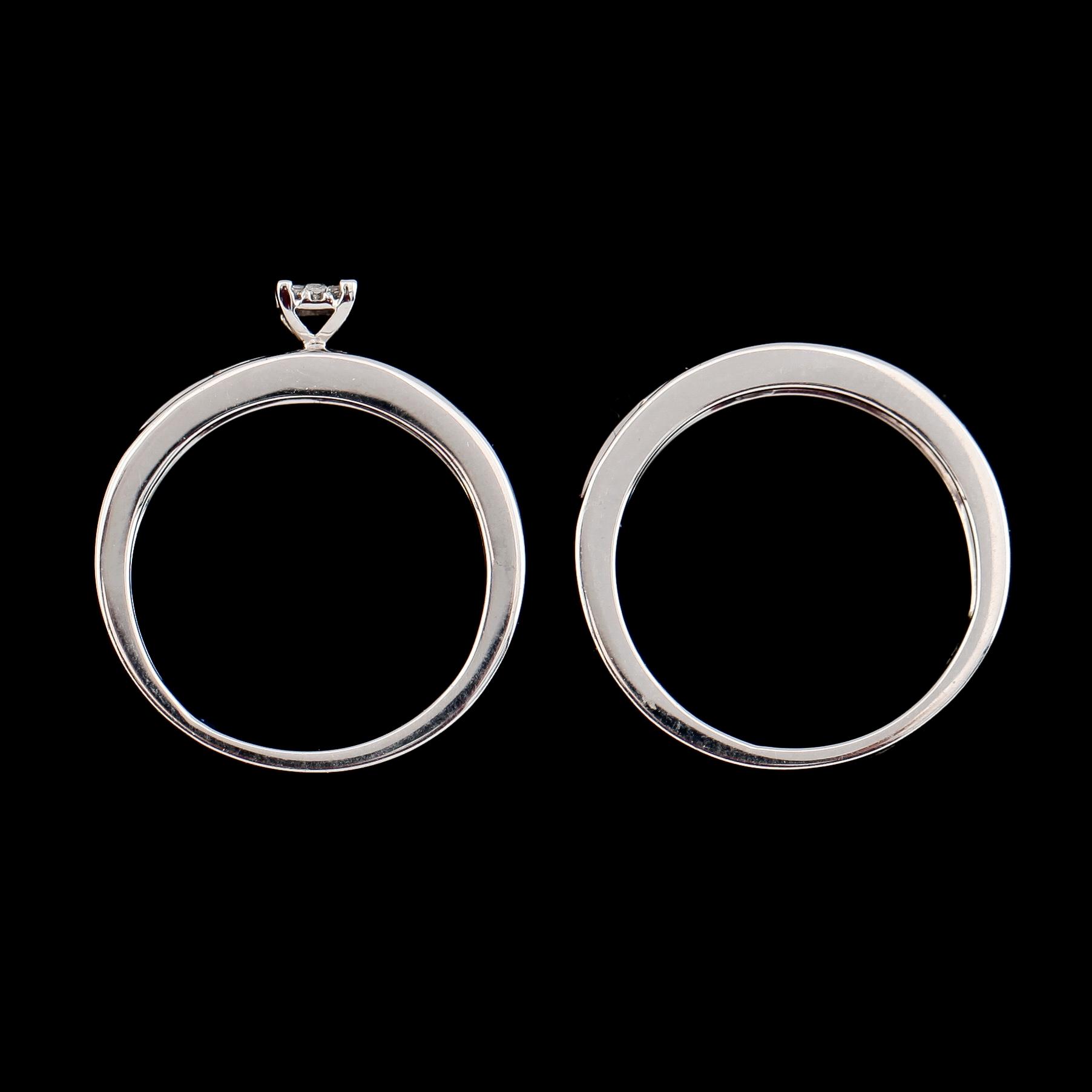 RINGAR, 2 st, 10K vitguld, diamanter tot ca 0.16 ct.