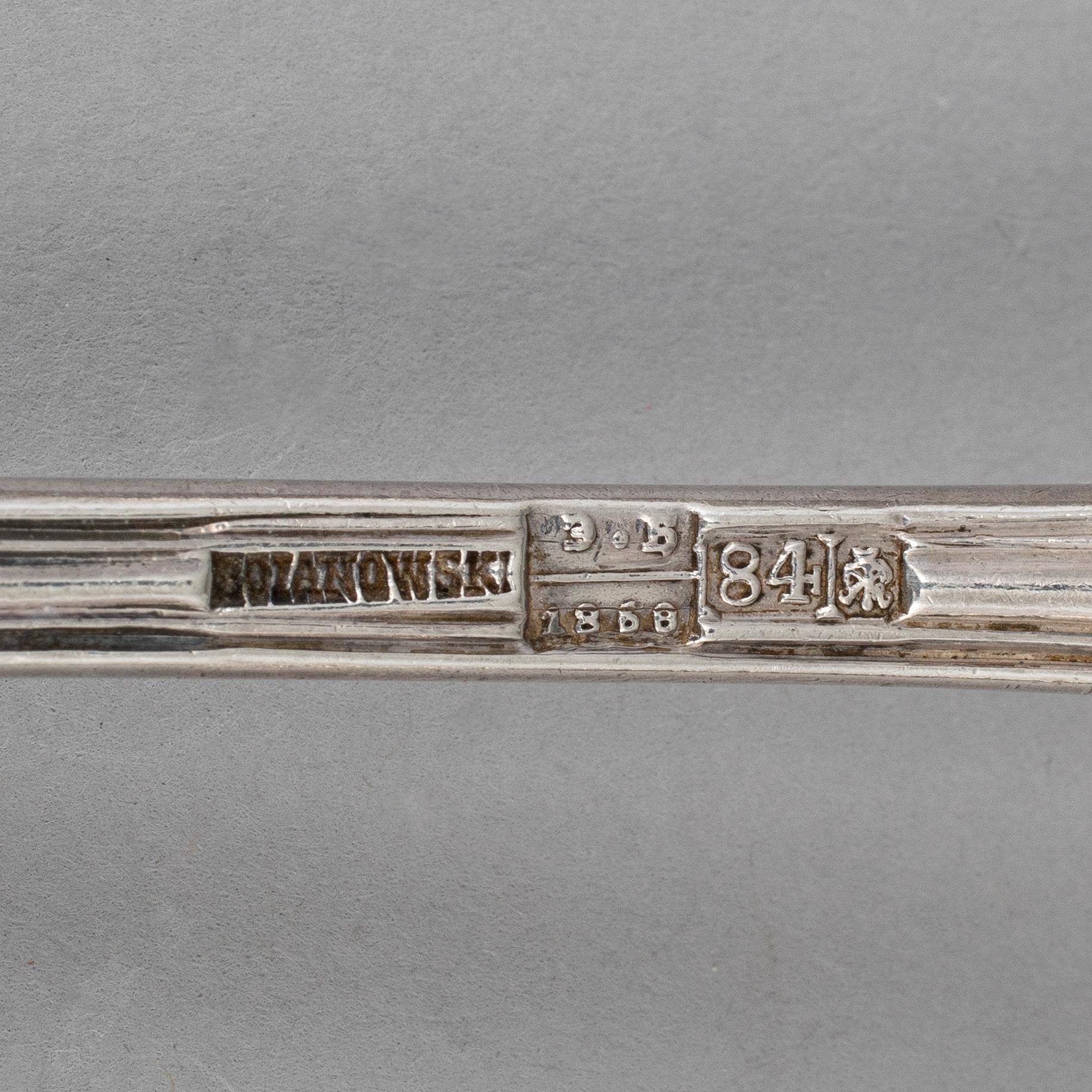 A set of 12 Russian silver tea-spoons, mark of Carl Boianowsky, St. Ptersburg 1860.