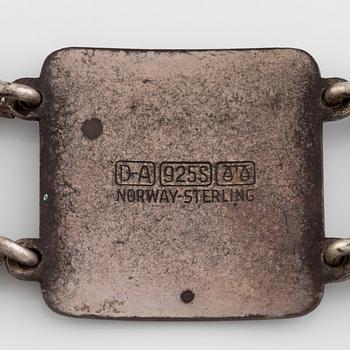 David Andersen, armband paneler, sterlingsilver och blå emalj, Norge.