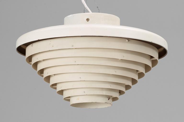 An Alvar Aalto white lacquered metal 'A 205' ceiling light, Valaistustyö Ky, Finland, probably 1950's.