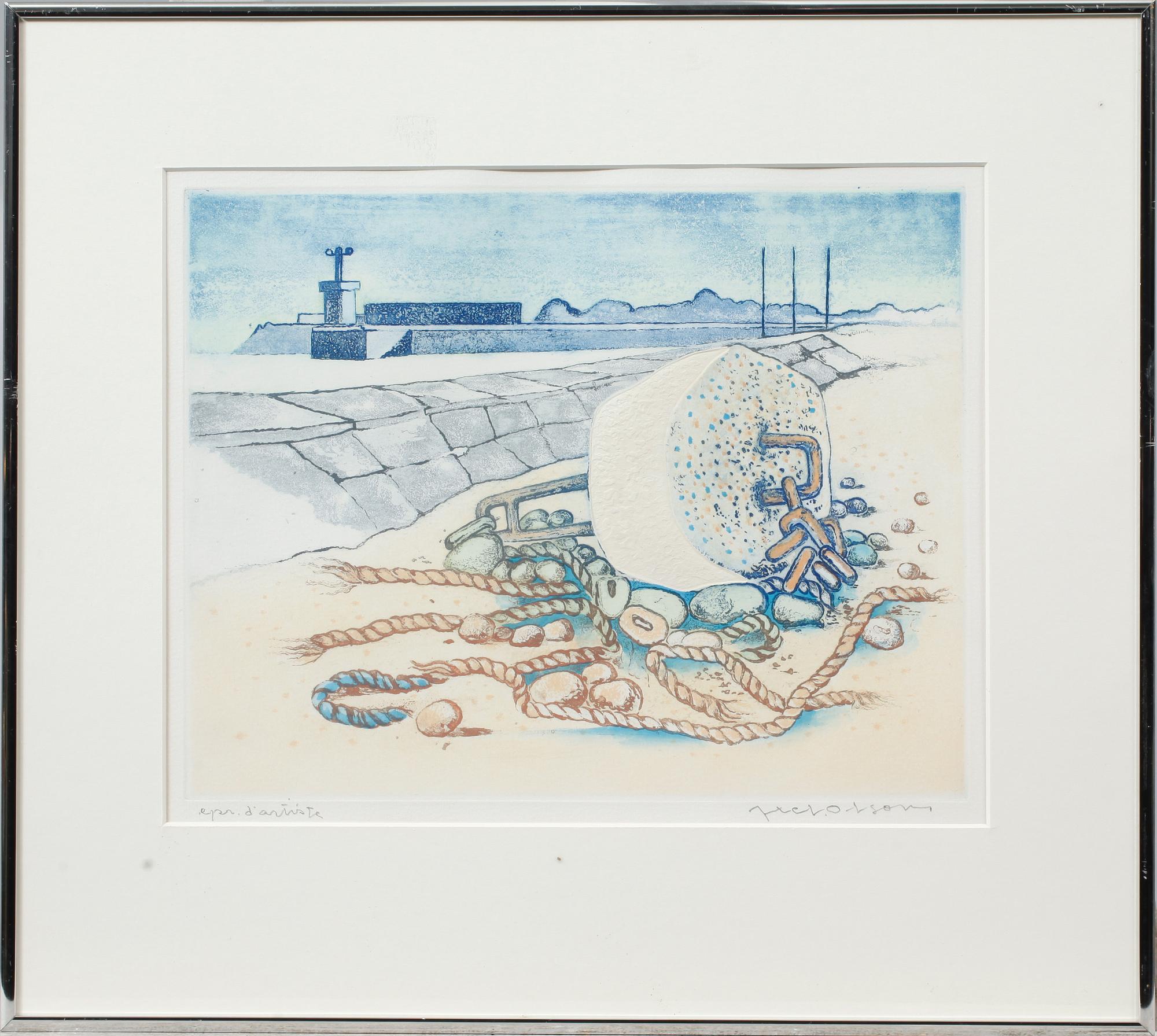 AXEL OLSON, färgetsning, épreuve d'artiste, signerad.