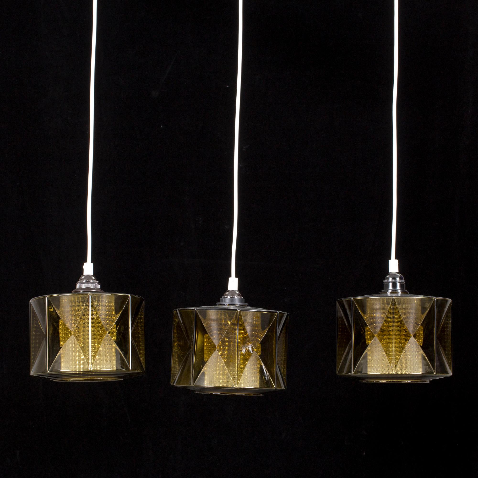 TAKLAMPOR, 3 st, glas, Carl Fagerlund, Orrefors.