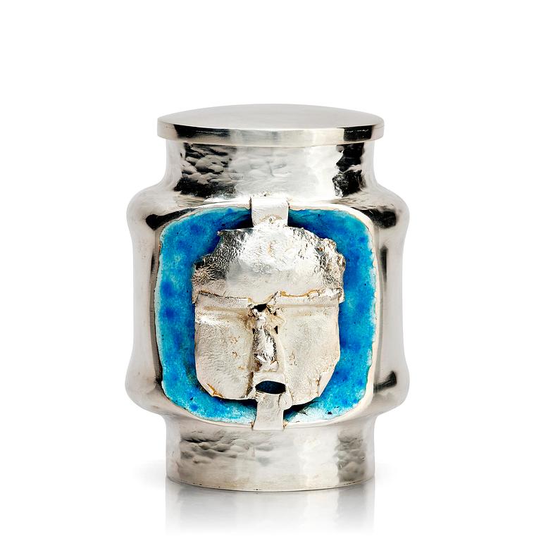 Lars Arby, a sterling silver and enamel box with lid, Gothenburg, Sweden 1975.