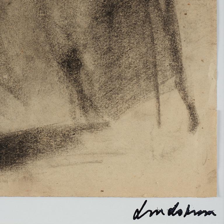 Bengt Lindström, charcoal on paper, certified verso by Curt Aspelin, 1940s.