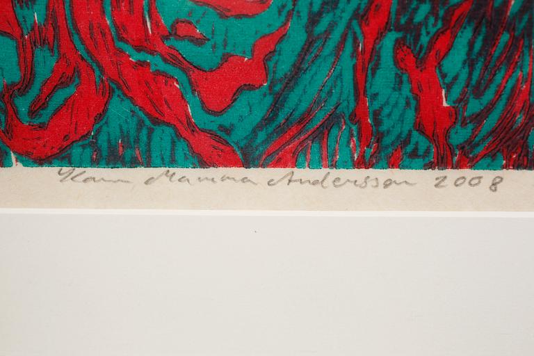 KARIN MAMMA ANDERSSON, a wood cut in color, signed and numbered 82/250.