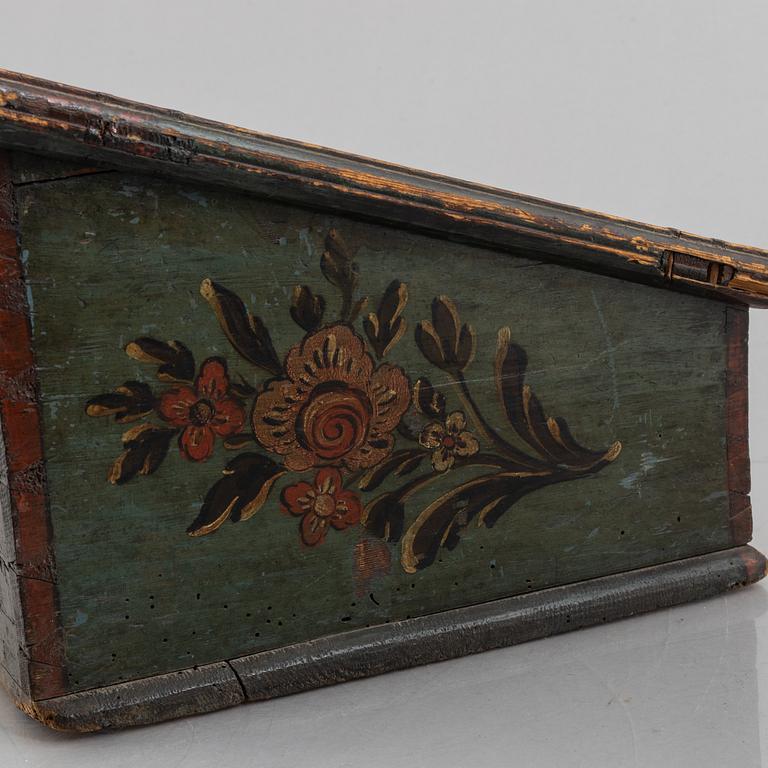 A Swedish polychrome-painted writing box, dated 1788.