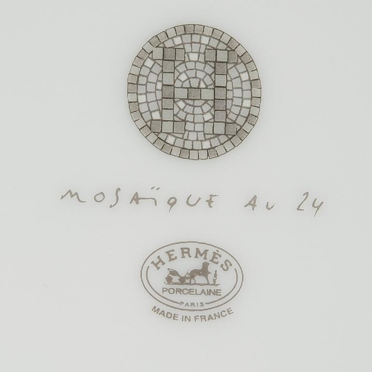 Hermès, cups with saucers, a pair, "Mosaique au 24".
