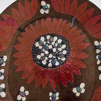 Birger Kaipiainen, dekorationsfat, stengods, signerat Kaipiainen Arabia Finland.