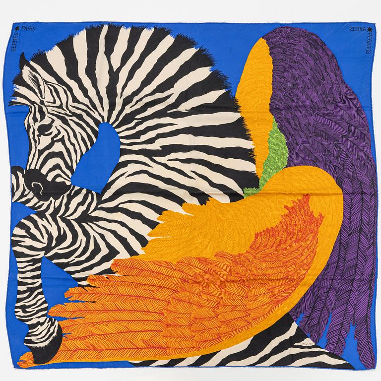 Hermès, a twill silk 'Zebra Pegasus' scarf.