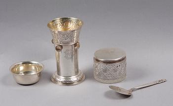 PARTI SILVER, 4 delar, bl a Georg Jensen o David Andersen, 1900-tal.