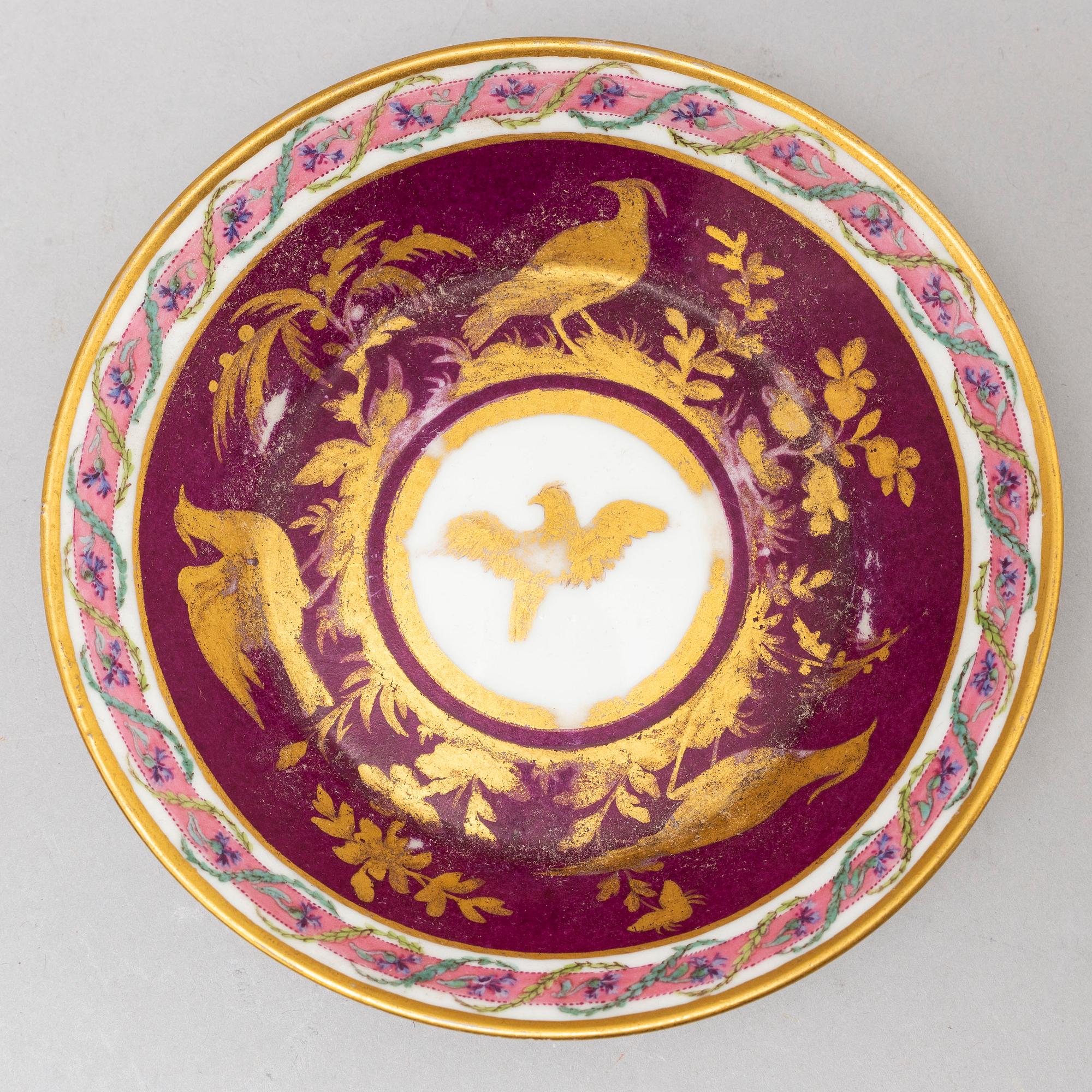A French cup and saucer, 19th century, with a Sevre like mark.