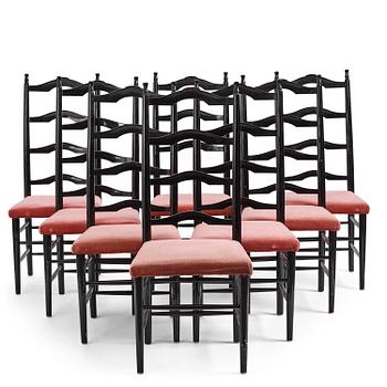 Gunnar Asplund, a set of eight chairs, for the staffroom at Karlshamn Secondary School, Sweden, ca 1912-1918.