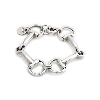 ARMBAND, silver i form av hästbetsel.