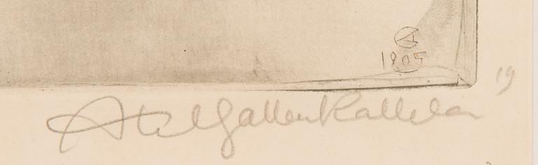 AKSELI GALLEN-KALLELA, etching, signed, dated on the plate 1905.