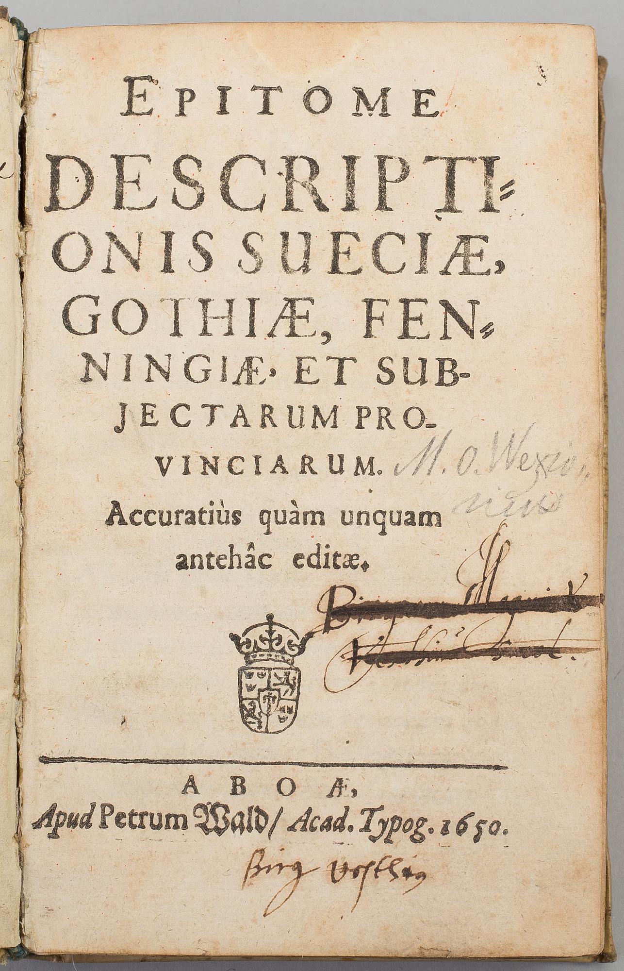 A BOOK, Michael Olai Wexionius Gyldenstolpe, Åbo, 1650.