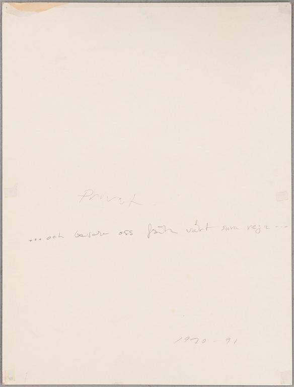 ULF RAHMBERG, mixed media with collage, signed with monogram and dated 1990-91.