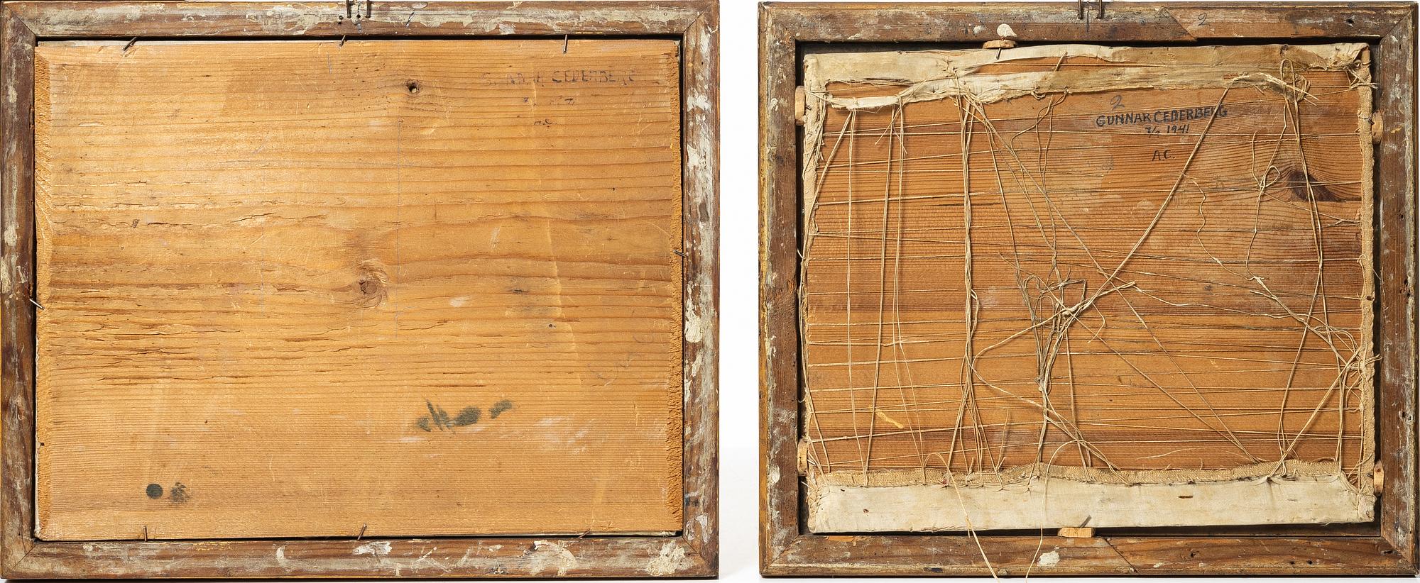 Side embroideries, 2 pcs, of which one is signed, Empire, early 19th century.