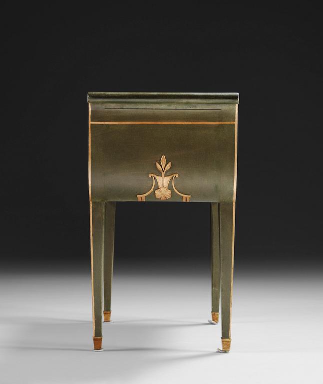 A stool attributed to Otar Hökerberg in olive-green lacquered wood, Sweden 1920's,