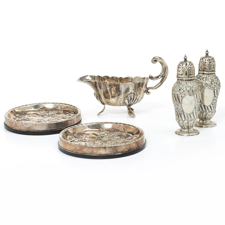 Table accessories, 5 pieces, silver.