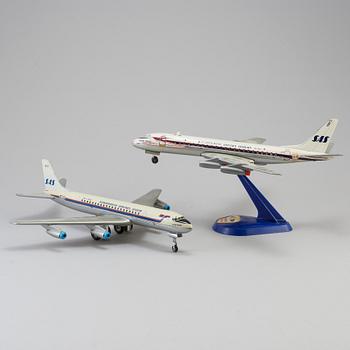 Two tinplate toy planes by Tomiyama and Arnold, Japan and Germany, 1960s.