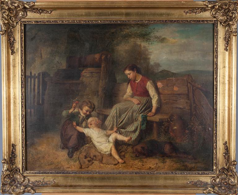 THÉODORE GÉRARD, olja på pannå, signerad och daterad 1866.